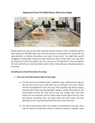 Important Facts You Must Know About Area Rugs