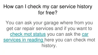 how can i check my car service history for free