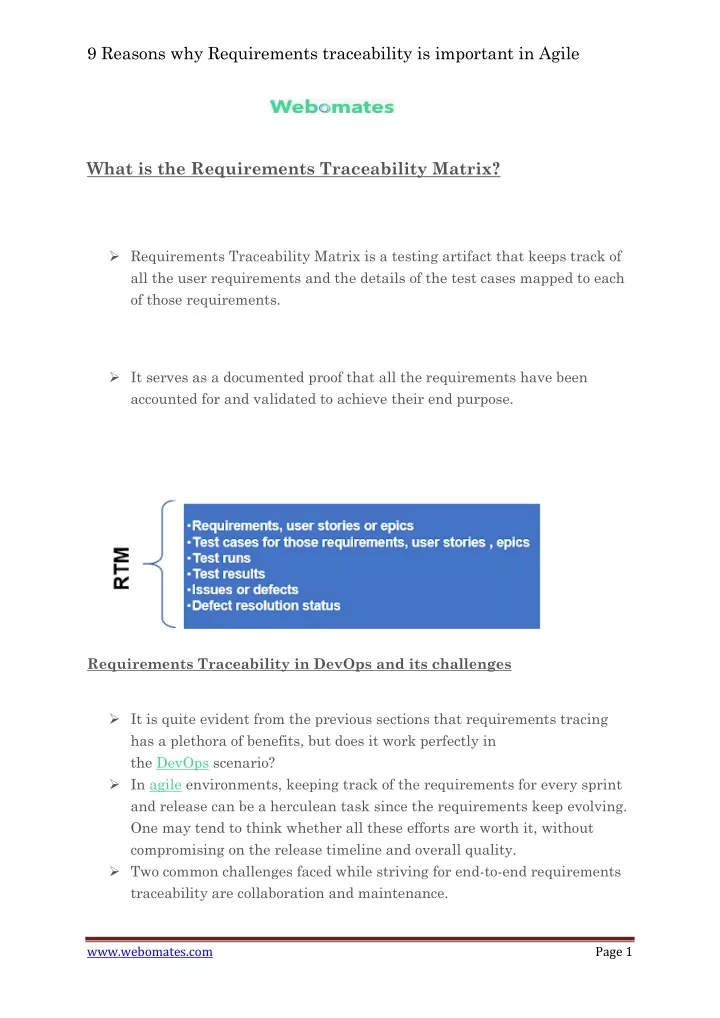 9 reasons why requirements traceability