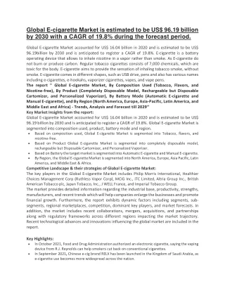 global e cigarette market is estimated