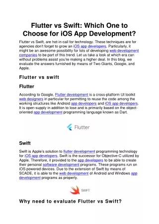 flutter vs swift which one to choose