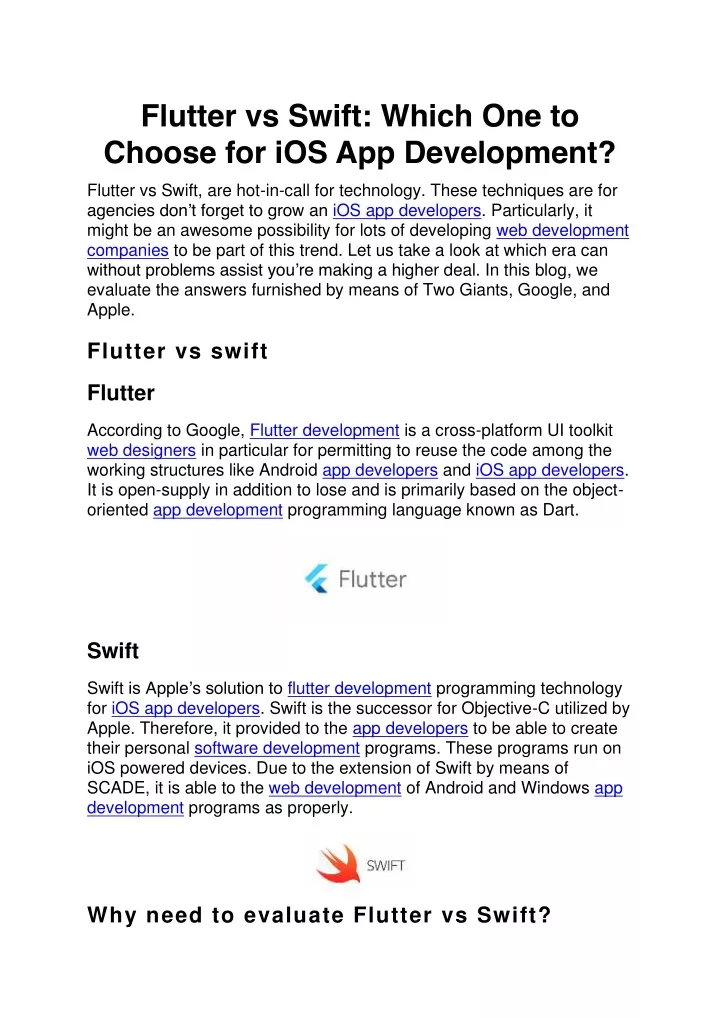 flutter vs swift which one to choose