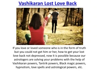 Vashikaran Lost Love Back  91-8146591746
