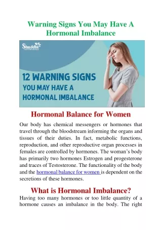 12 Warning Signs You May Have A Hormonal Imbalance