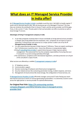 what does an it managed service provider in india