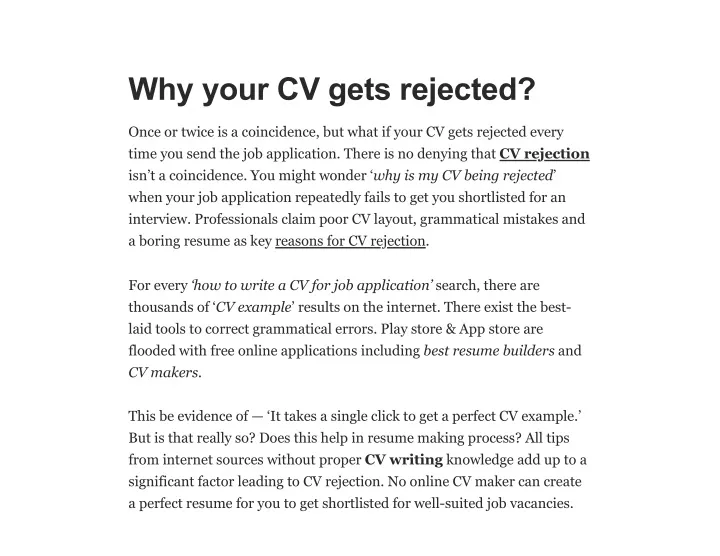 why your cv gets rejected