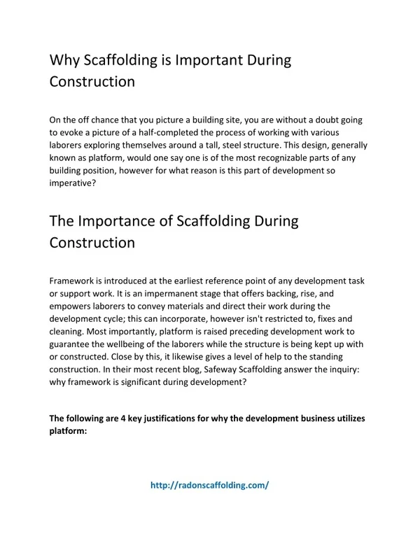 why scaffolding is important during construction