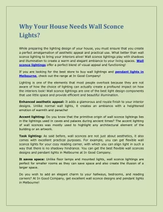 Why Your House Needs Wall Sconce Lights