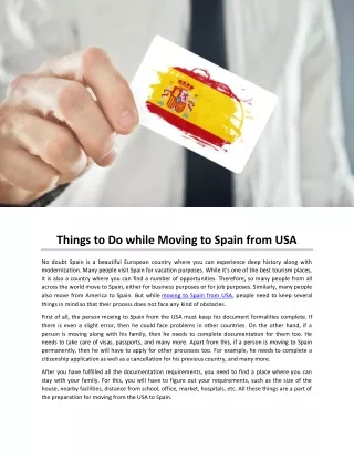 Things to Do while Moving to Spain from USA