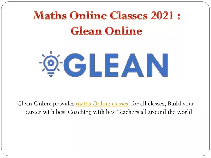 maths online classes 2021 glean online