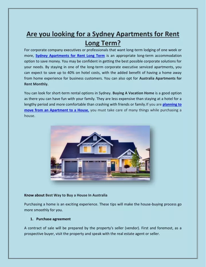 are you looking for a sydney apartments for rent