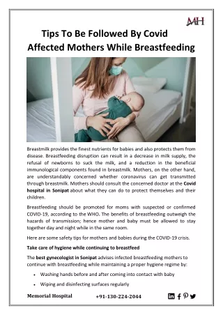 Tips To Be Followed By Covid Affected Mothers While Breastfeeding