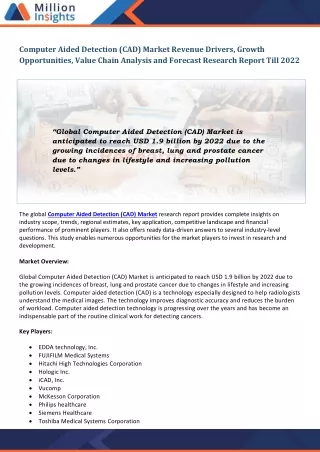 computer aided detection cad market revenue