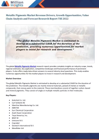 metallic pigments market revenue drivers growth