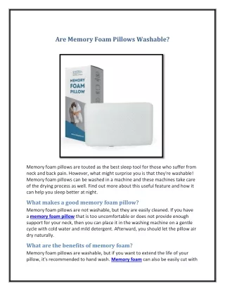 are memory foam pillows washable
