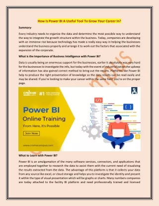 how is power bi a useful tool to grow your career