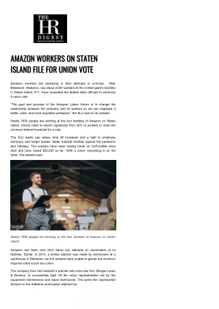 amazon workers on staten island file for union