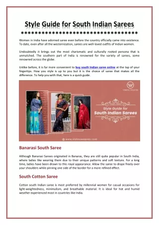Top 4 Style Guide for South Indian Sarees