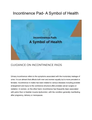 incontinence pad a symbol of health