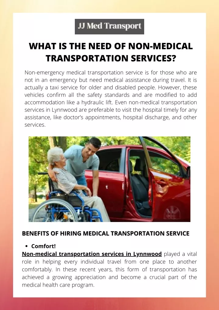 what is the need of non medical transportation