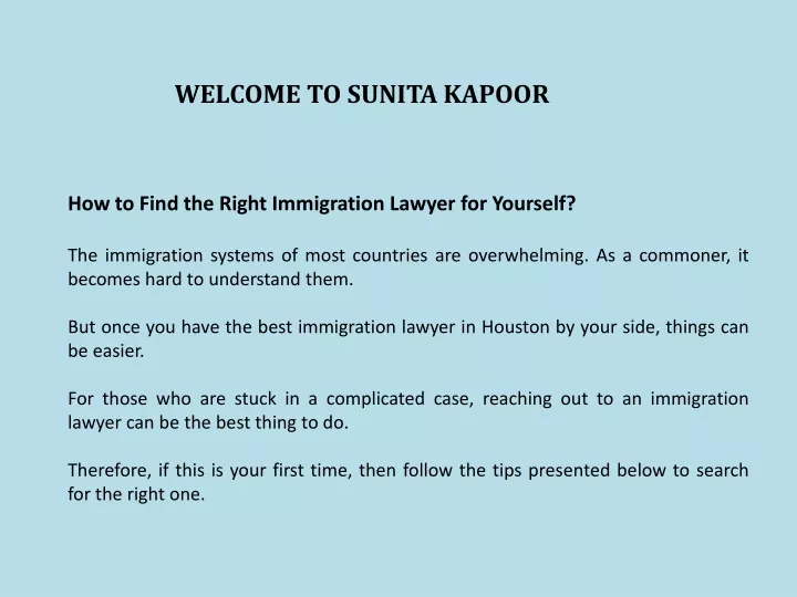 welcome to sunita kapoor