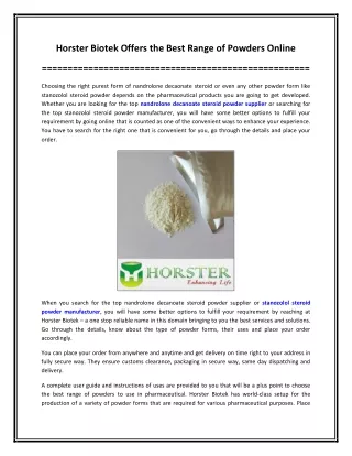 Horster Biotek Offers the Best Range of Powders Online
