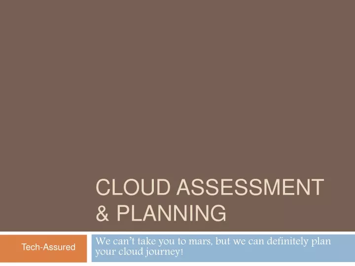 cloud assessment planning