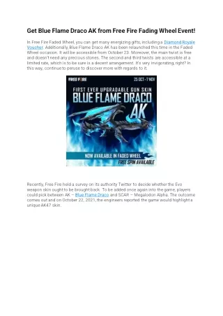 Get Blue Flame Draco AK from Free Fire Fading Wheel Event