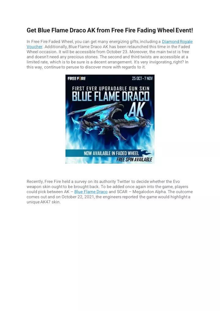 get blue flame draco ak from free fire fading