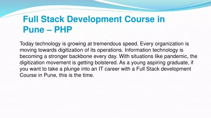 full stack development course in pune php