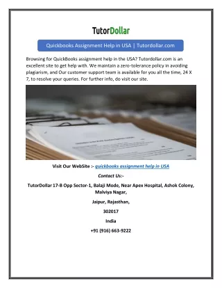 quickbooks assignment help in usa tutordollar com