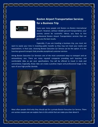 Boston Airport Transportation Services for a Business Trip