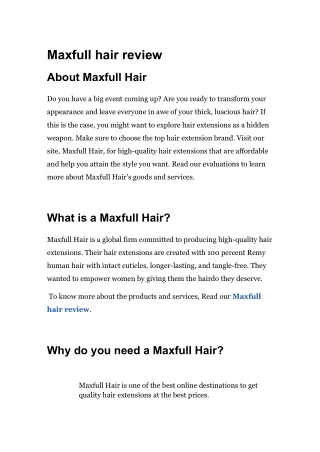 Maxfull hair Review