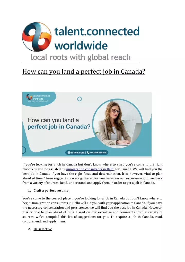 how can you land a perfect job in canada