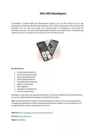 Hire IOS Developers From MultiQoS