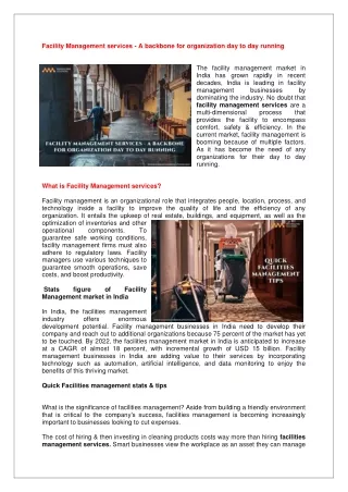 facility management services a backbone