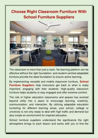 Choose Right Classroom Furniture With School Furniture Suppliers