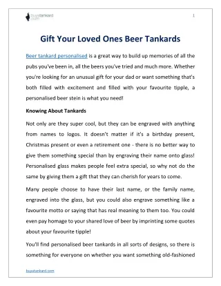 Gift Your Loved Ones Beer Tankards