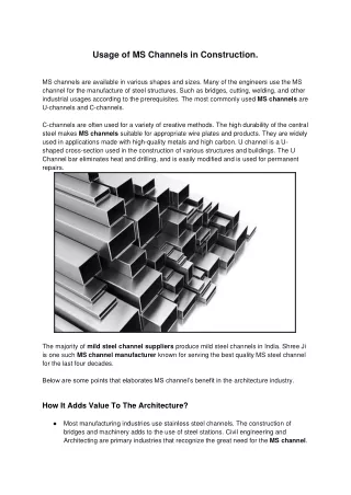 Usage of MS Channels in Construction.