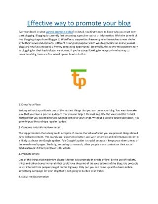 Effective way to promote your blog
