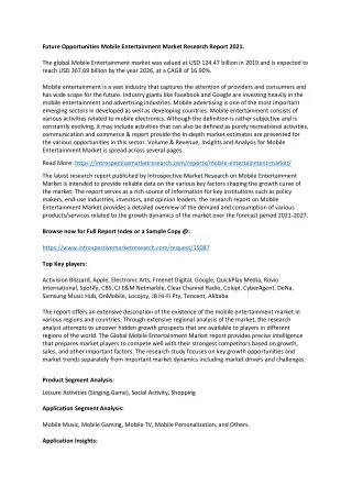 future opportunities mobile entertainment market