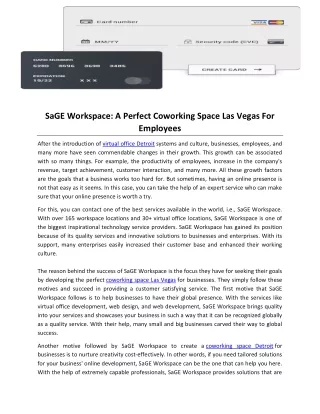 SaGE Workspace- A Perfect Coworking Space Las Vegas For Employees