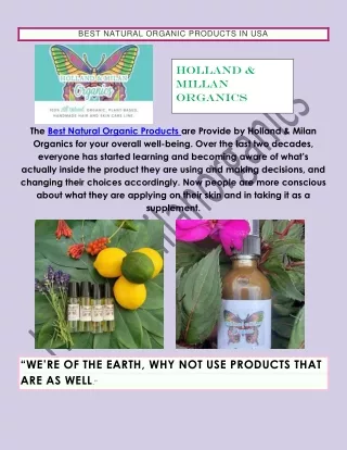 Best Natural Organic Products Provided by Holland  Milan Organics
