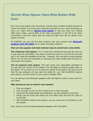 Electric Wine Opener Open Wine Bottles With Ease