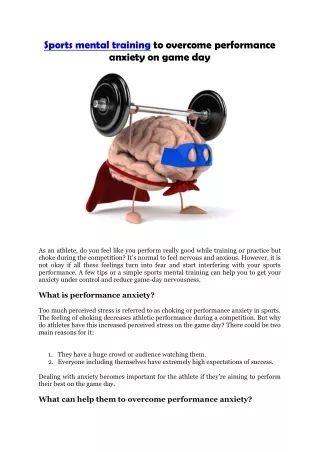 Sports mental training to overcome performance anxiety on game day