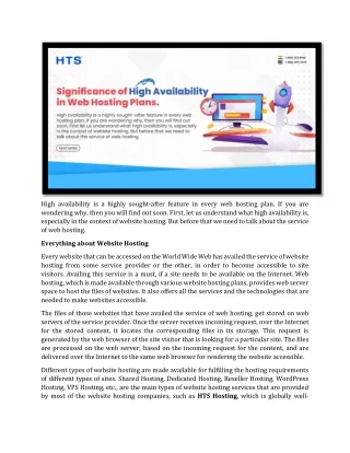 high availability is a highly sought after