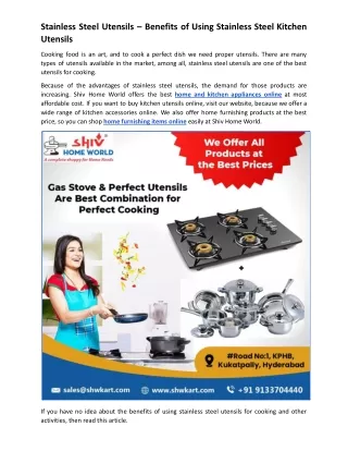 Stainless Steel Utensils – Benefits of Using Stainless Steel Kitchen Utensils.docx