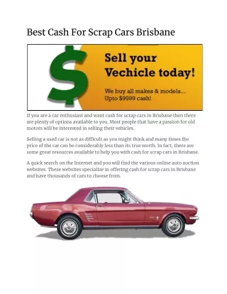 Best Cash For Scrap Cars Brisbane