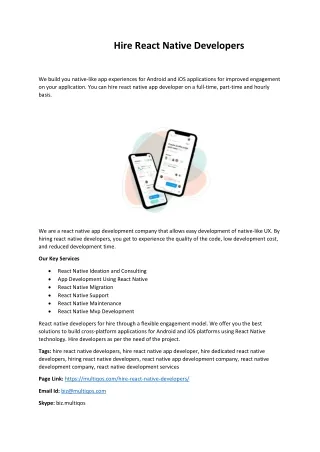 Hire React Native Developers From MultiQoS