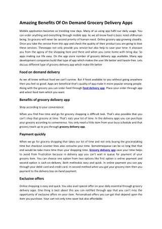 Amazing Benefits Of On Demand Grocery Delivery Apps